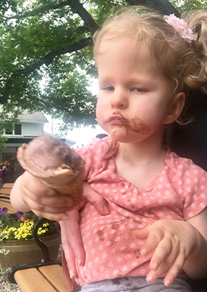 Stella eating an ice cream cone