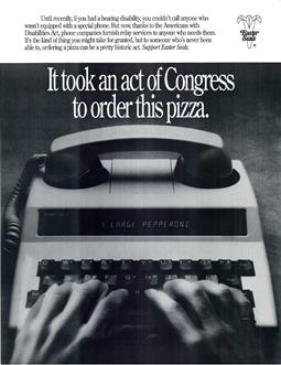 ADA 1990 poster order pizza