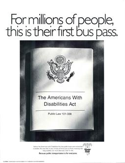 ADA 1990 poster with bus pass