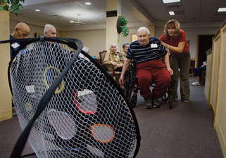 Older adults playing a game.
