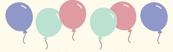 Pastel balloons flying in the air