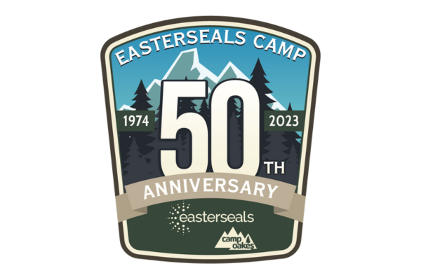 A graphic with the Easterseals SoCal Camp Badge for the 50th Anniversary