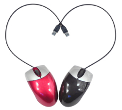 Two computer mice forming a heart with their USB cables