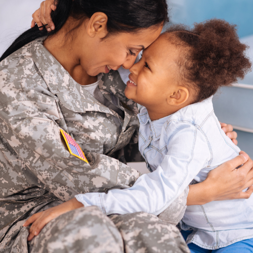 Military service member and her daughter