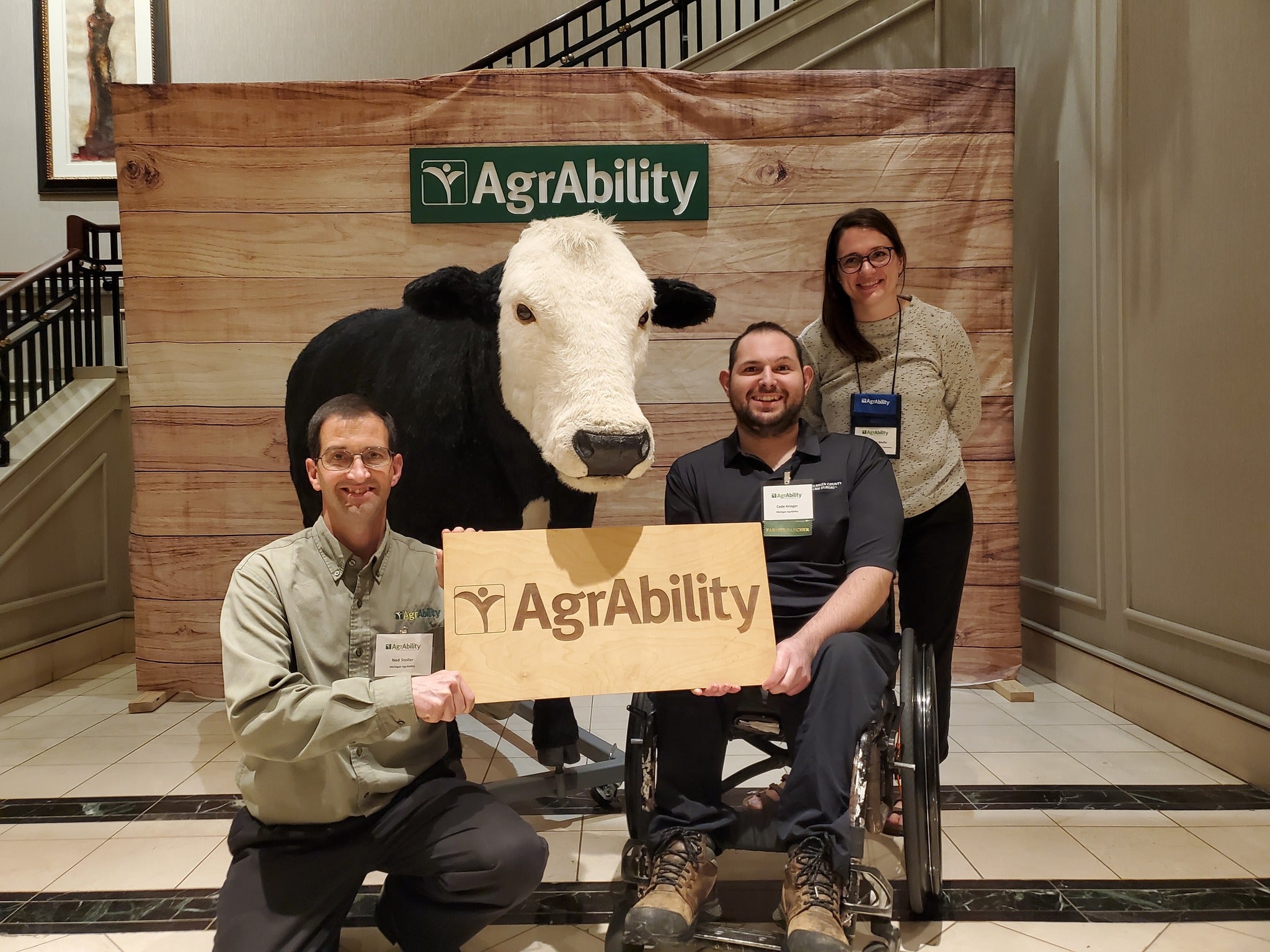 Cade, Ned Stoller, and Samantha Wolfe at the National AgrAbility Workshop