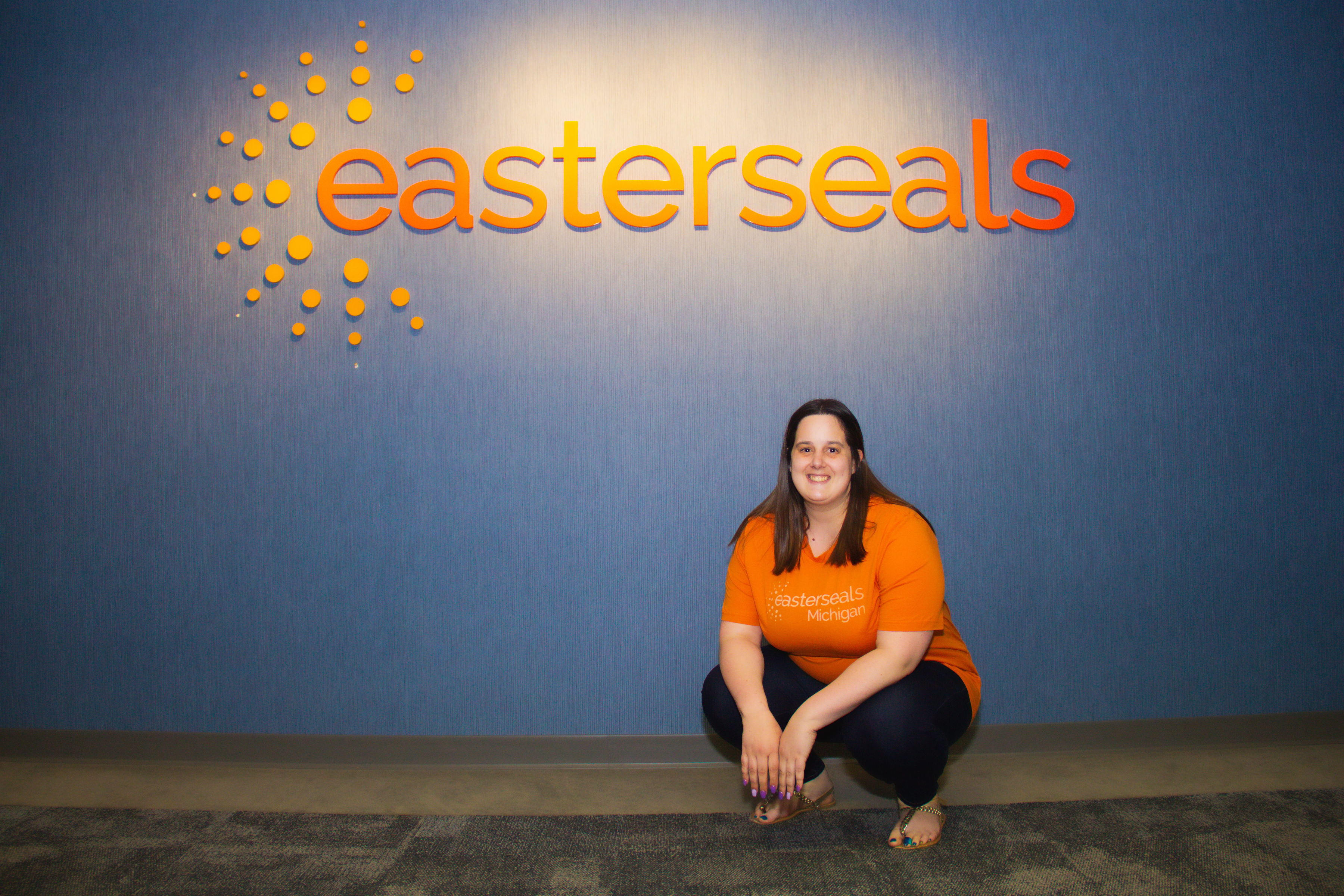 sarah with easterseals logo 