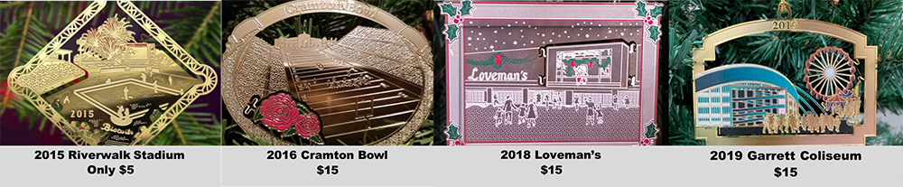 Collage of ornaments from 2015-2019