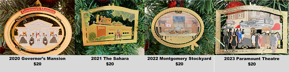 Collage of ornaments from 2020-2023
