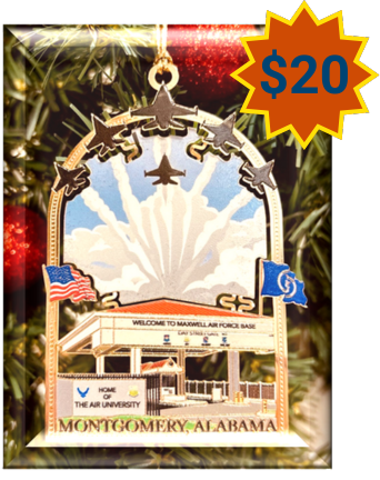 Ornament with artwork of Maxwell Air Force Base