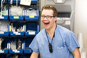 Young Man Working in Medical Office