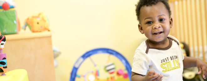 a small toddler playing