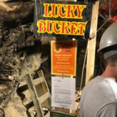 a photo of the lucky bucket in the mine