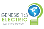 Genesis logo is green text with a lightbulb illustration on the right side