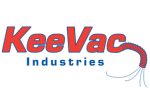 KeeVac logo, red text with a blue outline, the end of the 