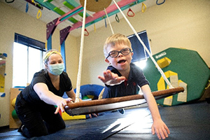 Child receiving physical therapy