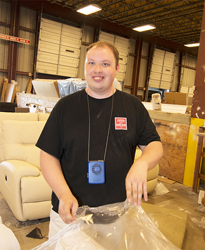 Jamie loves that his job at Johnny Janosik is a new challenge every day. He also appreciates the support he receives from Easterseals Supported Employment service.