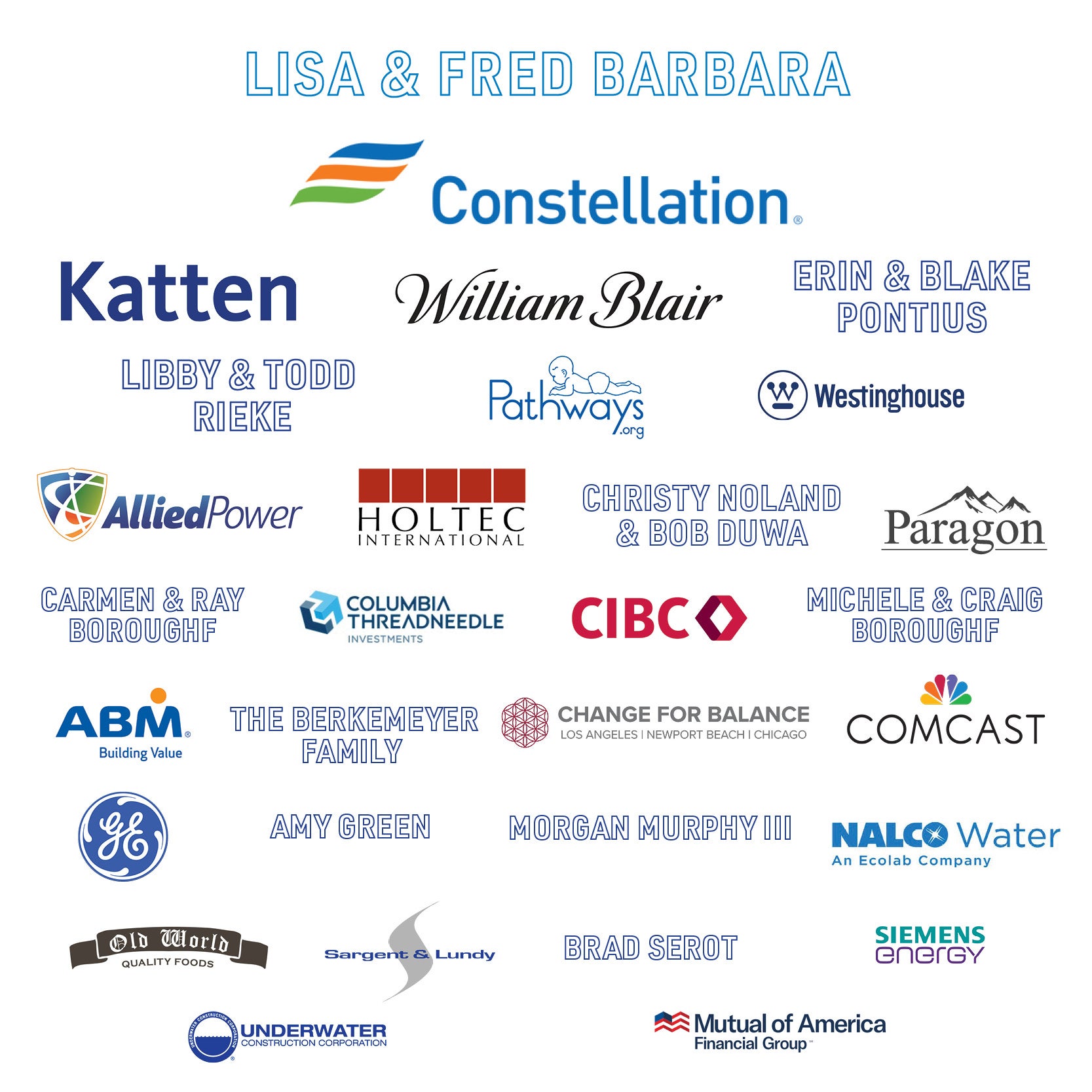 Logos from our 2023 Gala sponsors 