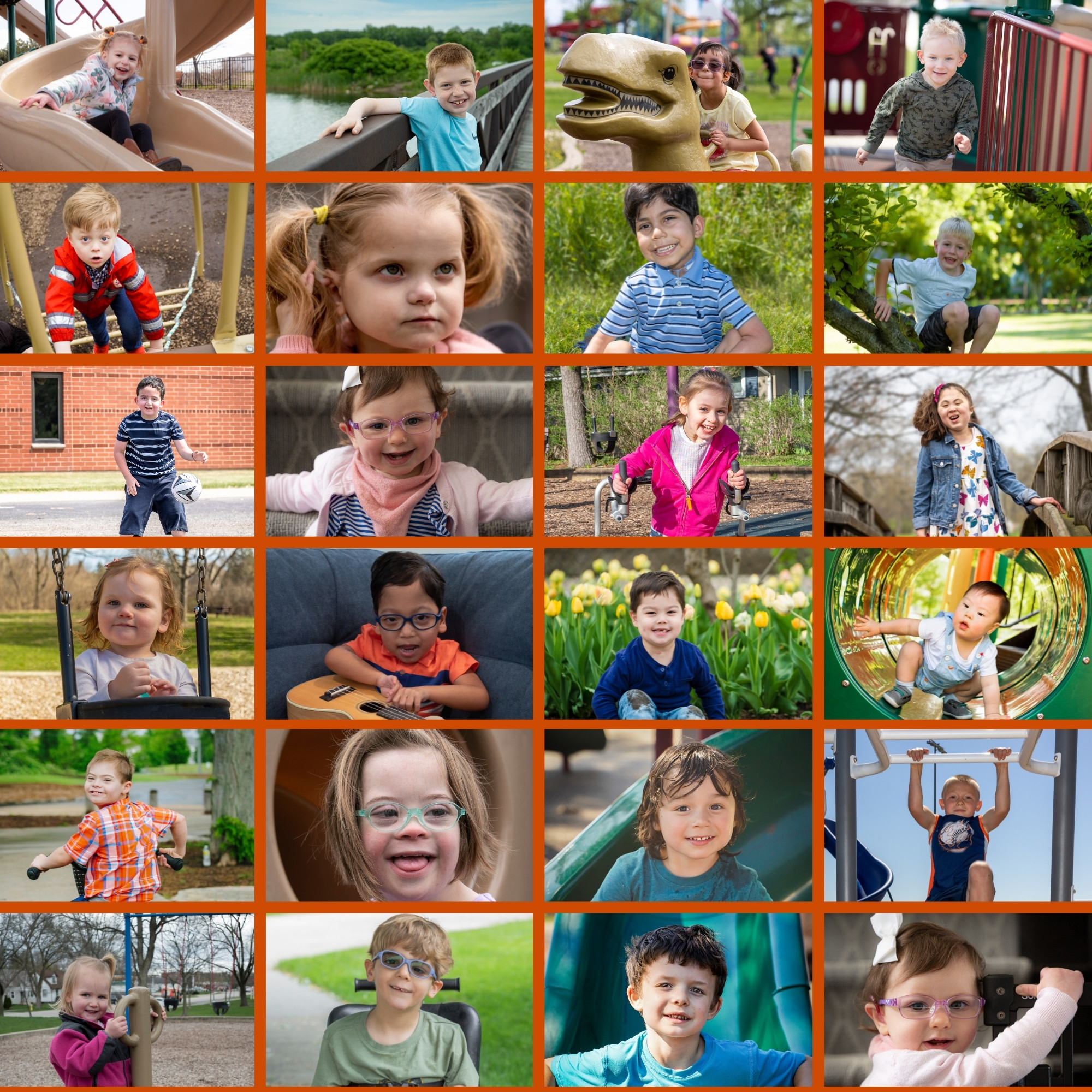 Square photo collage of the children featured in the 2022 photography exhibition