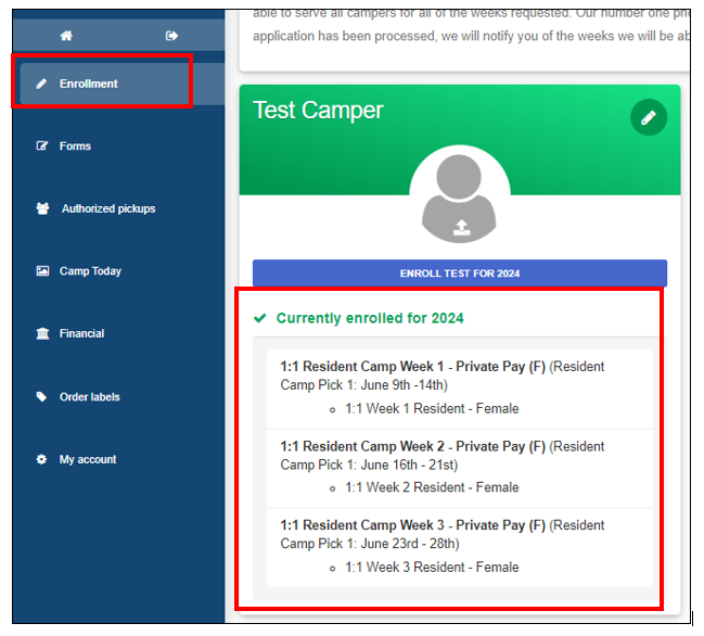 Campsite Enrollment Example