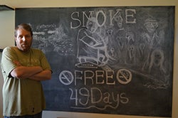 Chris by 49 day smoke free sign