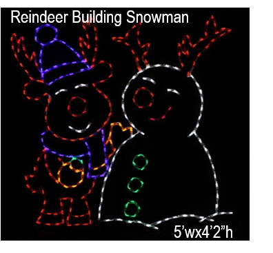 Reindeer Building Snowman display