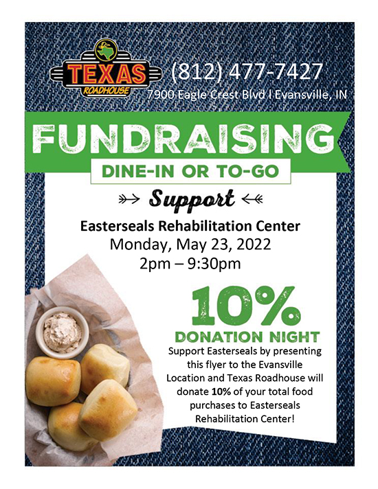 Flyer for Texas Roadhouse fundraiser on May 23, 2022
