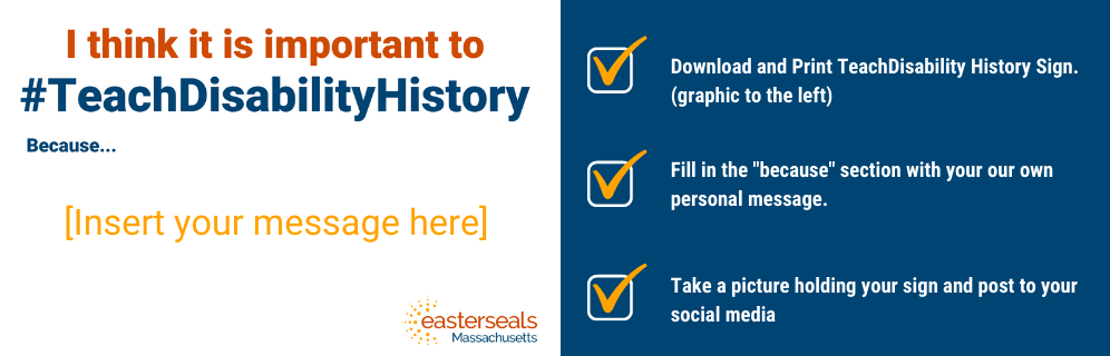 teach disability history sign template with instructions for social media campaign