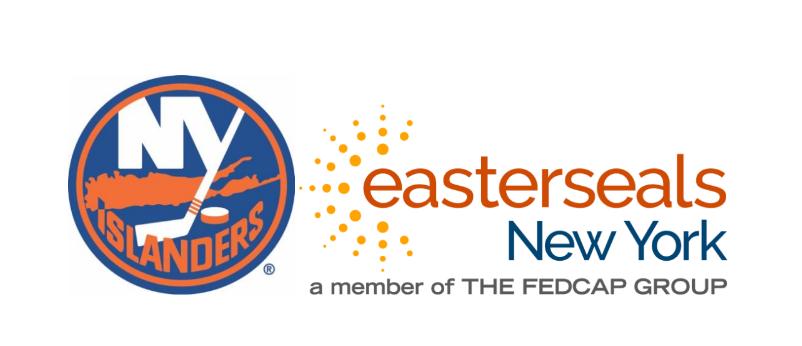 Circle-shaped New York Islanders logo and rectangular shaped Easterseals New York Logo