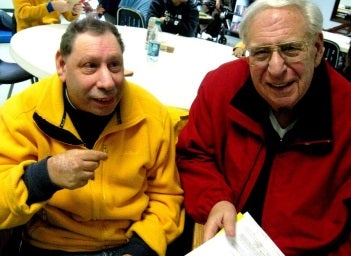 David and his father sitting at table