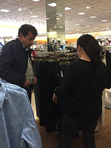 Easterseals client shopping for interview clothes