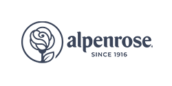 A line drawing of a flower, followed by the company name "Alpenrose". Under the company names reads, "Since 1916".