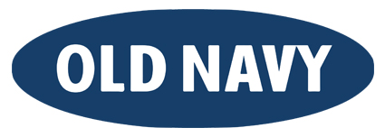 Navy circle surrounds white text which reads "Old Navy"
