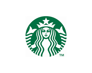 Starbucks Coffee Logo - icon is a green circle with a white stencil of a mermaid who is wearing a crown.