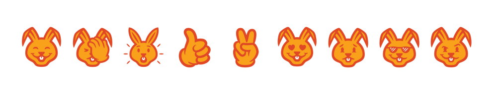 various emojis of graphics of a bunny