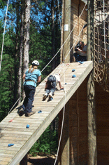 Boy on climbing wall