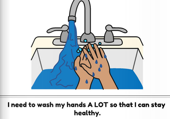 Cartoon image of hand washing