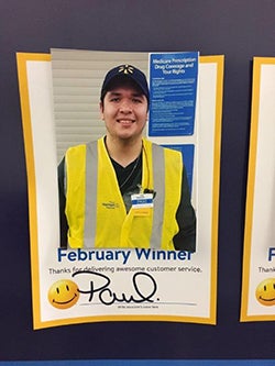 Paul in a Walmart employee of the month photo