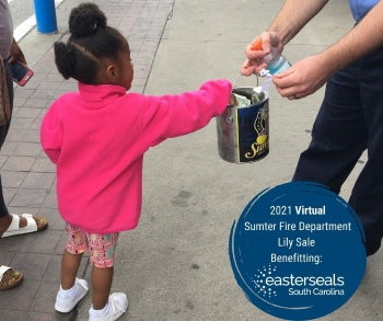 little girl giving donation 