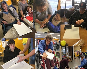 Participants preparing canvases for the Glendale Unified School District Art Show