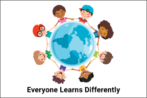 Drawing of diverse children holding hands around a globe