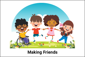 Drawing of different children holding hands