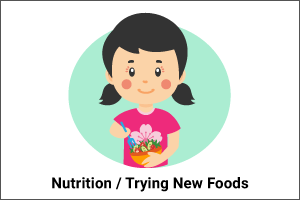 Drawing of a girl eating a salad in a bowl