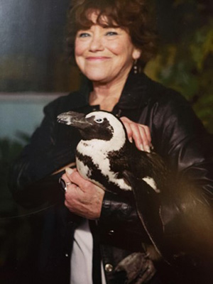 Senior Services Brea Participant Linda with Penguin