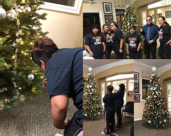 Yuritzi Adult Day Participant Decorating a Christmas Tree