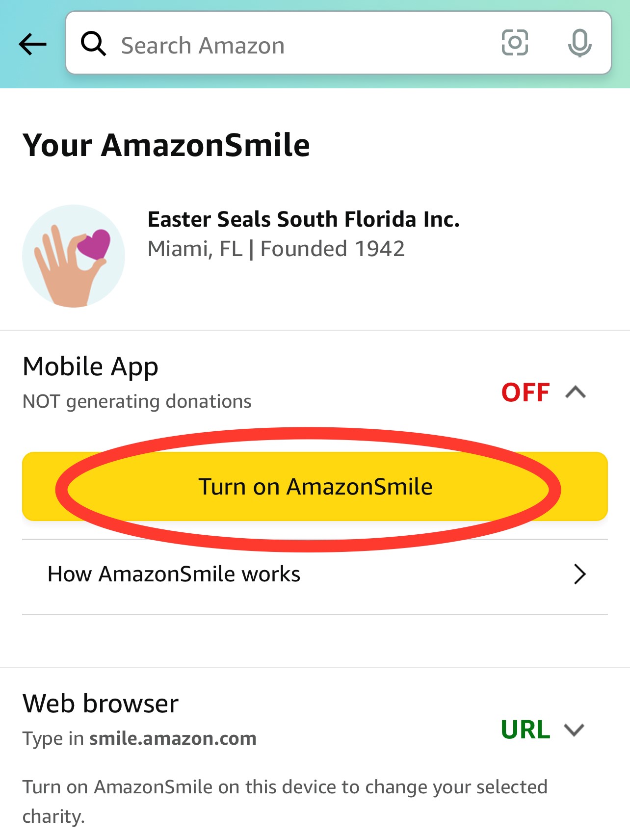 Amazon Mobile App Turn On