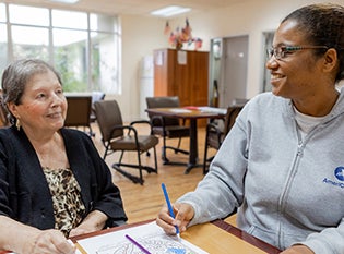 Veteran filling out service forms