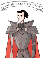 Cartoon man wearing chain armor, physical appearance reminicent of Dracula