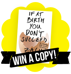 Cover of Zach's book, set against a yellow background and a banner that reads "Win a Copy!"