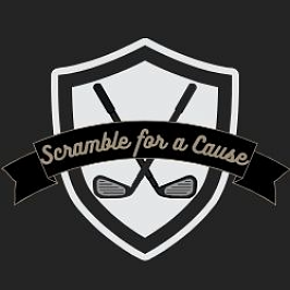17th Annual Golf Tournament Logo. Logo features a crest with two golf clubs and a banner that reads "Scramble for a Cause"