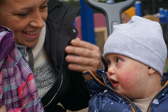 Gabriel with his teacher